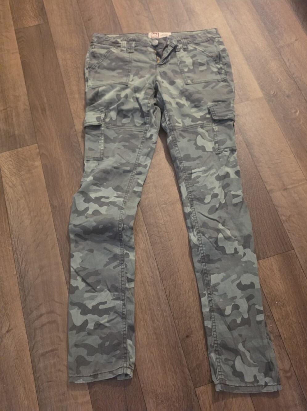 lei Women's Camo Cargo Jeans in Green and Gray